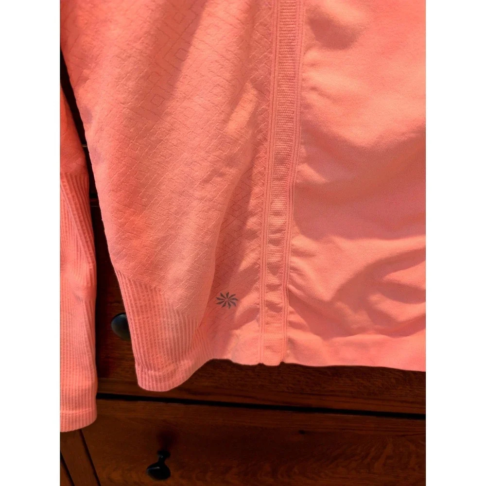 Athleta Momentum Pullover Quarter Zip Workout Top Long Sleeve Coral Pink Sz S